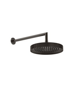 Gessi Incastri Deszczownica Ø 250 mm "żebrowana" z ramieniem ściennym Black Metal Brushed PVD 63745.707