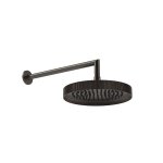 Gessi Incastri Deszczownica Ø 250 mm "żebrowana" z ramieniem ściennym Black Metal Brushed PVD 63745.707