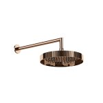 Gessi Incastri Deszczownica Ø 250 mm "żebrowana" z ramieniem ściennym Copper PVD 63745.030