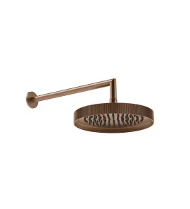 Gessi Incastri Deszczownica Ø 250 mm "żebrowana" z ramieniem ściennym Copper Brushed PVD 63745.708