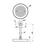 Gessi Incastri Deszczownica Ø 250 mm "żebrowana" z ramieniem sufitowym Black Metal Brushed PVD 63750.707