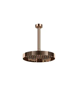 Gessi Incastri Deszczownica Ø 250 mm "żebrowana" z ramieniem sufitowym Copper PVD 63750.030