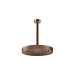 Gessi Incastri Deszczownica Ø 250 mm "żebrowana" z ramieniem sufitowym Copper Brushed PVD 63750.708