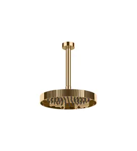 Gessi Incastri Deszczownica Ø 250 mm "żebrowana" z ramieniem sufitowym Warm Bronze PVD 63750.735