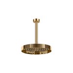 Gessi Incastri Deszczownica Ø 250 mm "żebrowana" z ramieniem sufitowym Warm Bronze PVD 63750.735