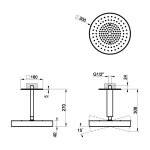 Gessi Incastri Deszczownica Ø 300 mm "żebrowana" z ramieniem sufitowym Finox Brushed Nickel 75172.149