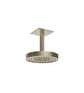 Gessi Incastri Deszczownica Ø 300 mm "żebrowana" z ramieniem sufitowym Finox Brushed Nickel 75172.149