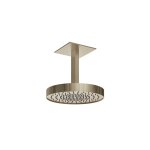 Gessi Incastri Deszczownica Ø 300 mm "żebrowana" z ramieniem sufitowym Finox Brushed Nickel 75172.149