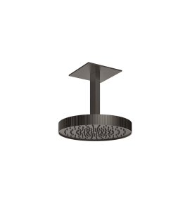 Gessi Incastri Deszczownica Ø 300 mm "żebrowana" z ramieniem sufitowym Black Metal Brushed PVD 75172.707