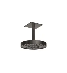 Gessi Incastri Deszczownica Ø 300 mm "żebrowana" z ramieniem sufitowym Black Metal Brushed PVD 75172.707