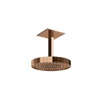 Gessi Incastri Deszczownica Ø 300 mm "żebrowana" z ramieniem sufitowym Copper PVD 75172.030