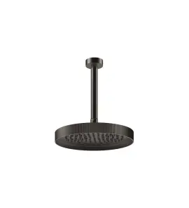 Gessi Incastri Deszczownica Ø 250 mm "żebrowana" z ramieniem sufitowym z możliwością dostosowania długości Black Metal Brushed PVD 63753.707