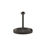 Gessi Incastri Deszczownica Ø 250 mm "żebrowana" z ramieniem sufitowym z możliwością dostosowania długości Black Metal Brushed PVD 63753.707