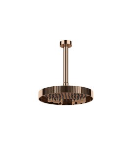 Gessi Incastri Deszczownica Ø 250 mm "żebrowana" z ramieniem sufitowym z możliwością dostosowania długości Copper PVD 63753.030