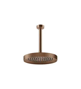 Gessi Incastri Deszczownica Ø 250 mm "żebrowana" z ramieniem sufitowym z możliwością dostosowania długości Copper Brushed PVD 63753.708