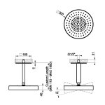 Gessi Incastri Deszczownica Ø 300 mm "żebrowana" z ramieniem sufitowym z możliwością dostosowania długości Copper PVD 75170.030