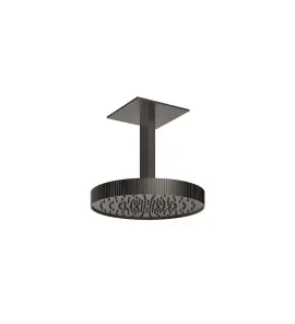 Gessi Incastri Deszczownica Ø 300 mm "żebrowana" z ramieniem sufitowym z możliwością dostosowania długości Black Metal Brushed PVD 75170.707