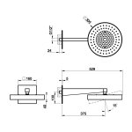 Gessi Incastri Głowica prysznicowa Ø 300 mm "żebrowana" z ramieniem ściennym Black Metal PVD 75168.706