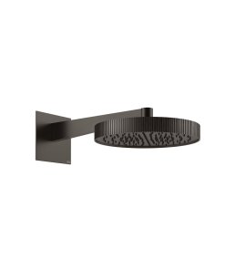 Gessi Incastri Głowica prysznicowa Ø 300 mm "żebrowana" z ramieniem ściennym Black Metal Brushed PVD 75168.707