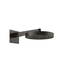 Gessi Incastri Głowica prysznicowa Ø 300 mm "żebrowana" z ramieniem ściennym Black Metal Brushed PVD 75168.707