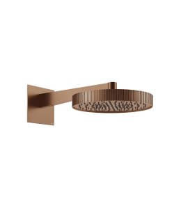 Gessi Incastri Głowica prysznicowa Ø 300 mm "żebrowana" z ramieniem ściennym Copper Brushed PVD 75168.708