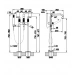 Gessi Inciso Bateria wannowa wolnostojąca część zewnętrzna Black Metal Brushed PVD 58029.707