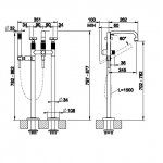 Gessi Inciso Bateria wannowa wolnostojąca ze słuchawką i wężem część zewnętrzna Black Metal Brushed PVD 58129.707