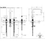 Gessi Inciso Bateria kuchenna 2-uchwytowa 4-otworowa Black Metal Brushed PVD 58703.707