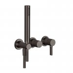Gessi Inciso Shower Bateria natryskowa 3-otworowa podtynkowa z zestawem prysznicowym - element zewnętrzny Black Metal Brushed PVD 58345.707
