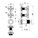 Gessi Inciso Shower Bateria natryskowa termostatyczna 3-uchwytowa podtynkowa 2-drożna - element zewnętrzny Black Metal Brushed PVD 58434.707