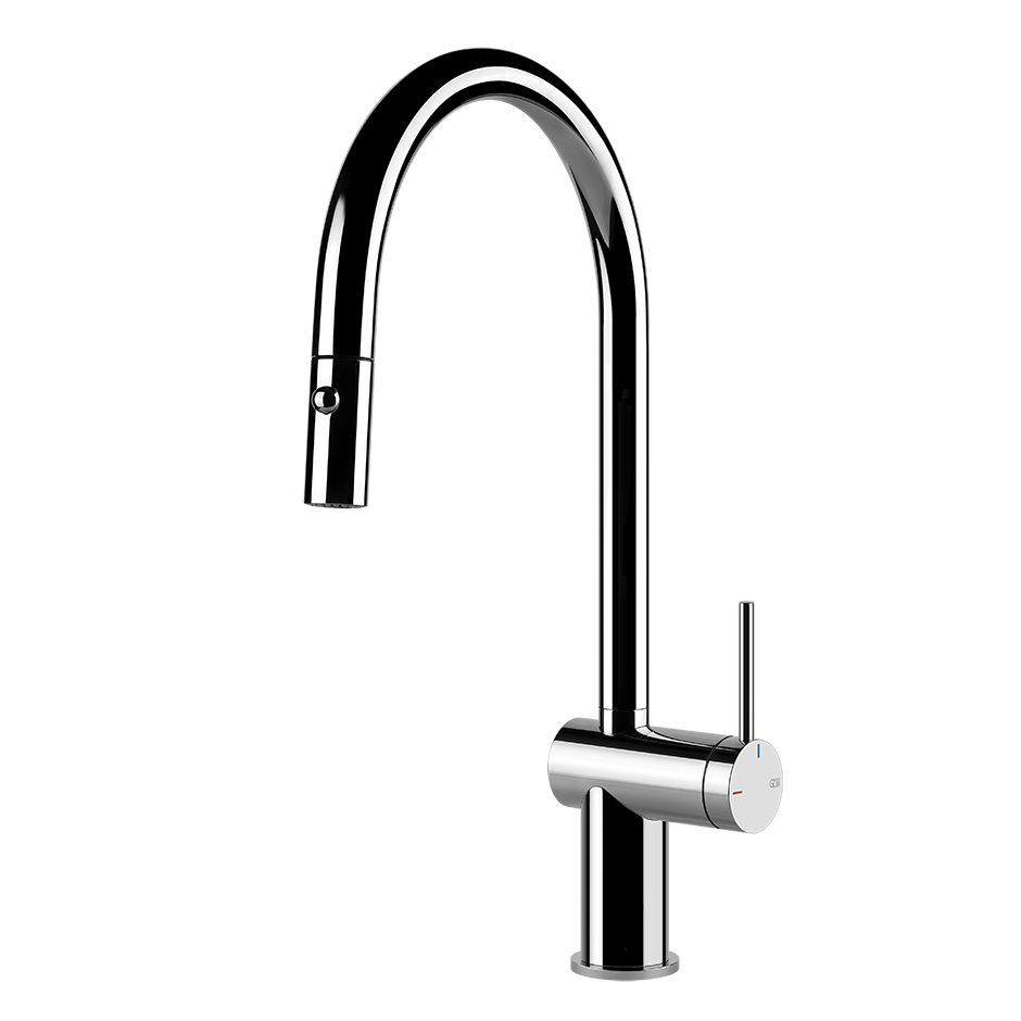 Gessi Inedito Bateria kuchenna z obrotową i wyciąganą wylewką Chrom 60413.031