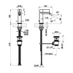 Gessi Inverso Diamantato Bateria bidetowa z korkiem klik-klak Black Metal Brushed PVD 73607.707