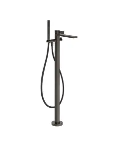 Gessi Inverso Diamantato Bateria wannowa wolnostojąca z zestawem prysznicowym Black Metal Brushed PVD 73628.707