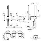 Gessi Inverso Diamantato Bateria prysznicowa z przełącznikiem 2-drożnym ze słuchawką i wężem - element zewnętrzny Warm Bronze Brushed PVD 73636.726