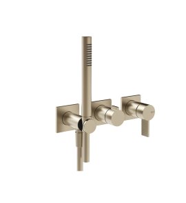 Gessi Inverso Diamantato Bateria prysznicowa z przełącznikiem 2-drożnym ze słuchawką i wężem - element zewnętrzny Finox Brushed Nickel 73636.149