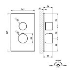 Gessi Inverso Diamantato Bateria podtynkowa termostatyczna 2-drożna - element zewnętrzny Black Metal Brushed PVD 73635.707