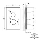 Gessi Inverso Diamantato Bateria podtynkowa termostatyczna 3-drożna - element zewnętrzny Finox Brushed Nickel 73637.149