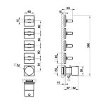 Gessi Inverso Diamantato Bateria prysznicowa termostatyczna podtynkowa 4-drożna - element zewnętrzny Copper Brushed PVD 44338.708