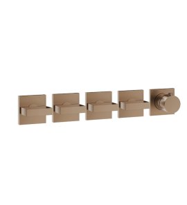 Gessi Inverso Diamantato Bateria prysznicowa termostatyczna podtynkowa 4-drożna - element zewnętrzny Copper Brushed PVD 44338.708