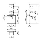 Gessi Inverso Diamantato Bateria prysznicowa termostatyczna podtynkowa 2-drożna - element zewnętrzny Finox Brushed Nickel 43214.149
