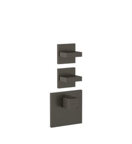 Gessi Inverso Diamantato Bateria prysznicowa termostatyczna podtynkowa 2-drożna - element zewnętrzny Black Metal Brushed PVD 43214.707