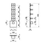 Gessi Inverso Diamantato Bateria prysznicowa termostatyczna podtynkowa 4-drożna - element zewnętrzny Warm Bronze Brushed PVD 43218.726