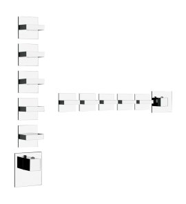 Gessi Inverso Diamantato Bateria prysznicowa termostatyczna podtynkowa 5-drożna - element zewnętrzny Chrom 43220.031