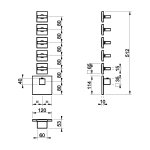 Gessi Inverso Diamantato Bateria prysznicowa termostatyczna podtynkowa 5-drożna - element zewnętrzny Black Metal Brushed PVD 43220.707