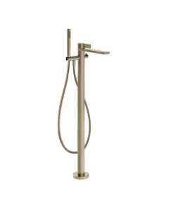 Gessi Inverso Rigato Bateria wannowa wolnostojąca z zestawem prysznicowym Finox Brushed Nickel 73528.149