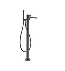 Gessi Inverso Rigato Bateria wannowa wolnostojąca z zestawem prysznicowym Black Metal Brushed PVD 73528.707