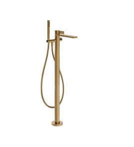 Gessi Inverso Rigato Bateria wannowa wolnostojąca z zestawem prysznicowym Warm Bronze Brushed PVD 73528.726