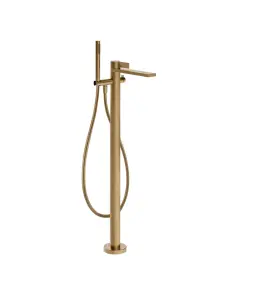 Gessi Inverso Rigato Bateria wannowa wolnostojąca z zestawem prysznicowym Warm Bronze Brushed PVD 73528.726