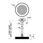 Gessi Inverso Diamantato Deszczownica Ø 218 mm z ramieniem sufitowym (długość regulowana) Copper Brushed PVD 63450.708