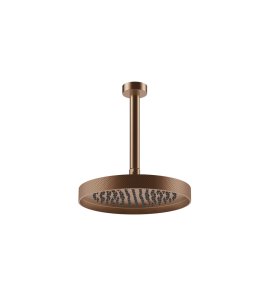 Gessi Inverso Diamantato Deszczownica Ø 250 mm z ramieniem sufitowym (długość regulowana) Copper Brushed PVD 63653.708